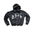 Black Distressed Zip-Up