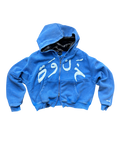 Blue Distressed Zip-Up