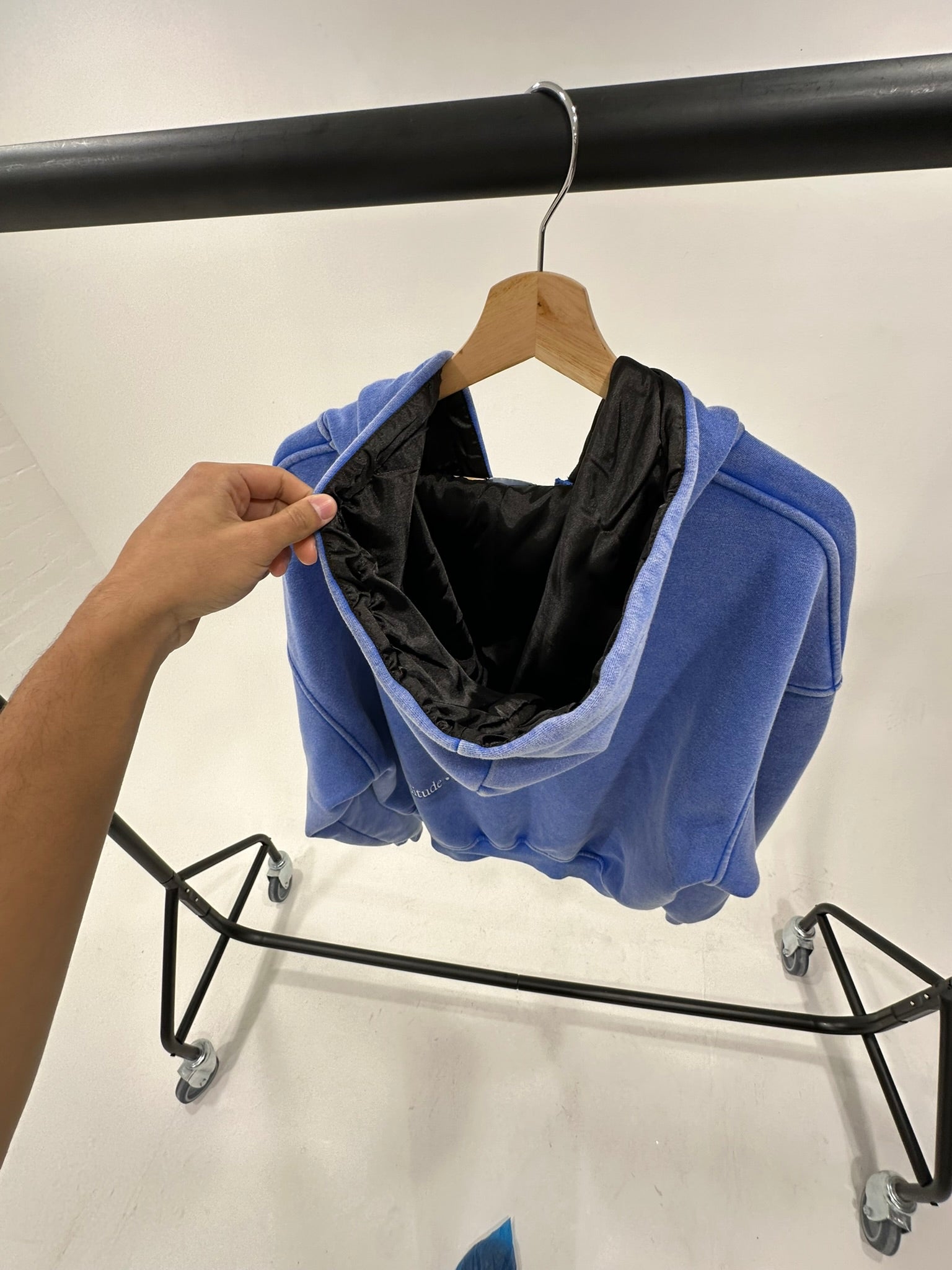 Blue Distressed Zip-Up